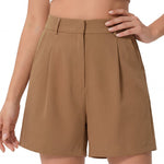 Pleated High-Waist Tailored Shorts - khai