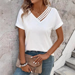 V-neck Short Sleeve Lightweight Blouse