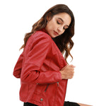 Zip-up Leather Jacket - red