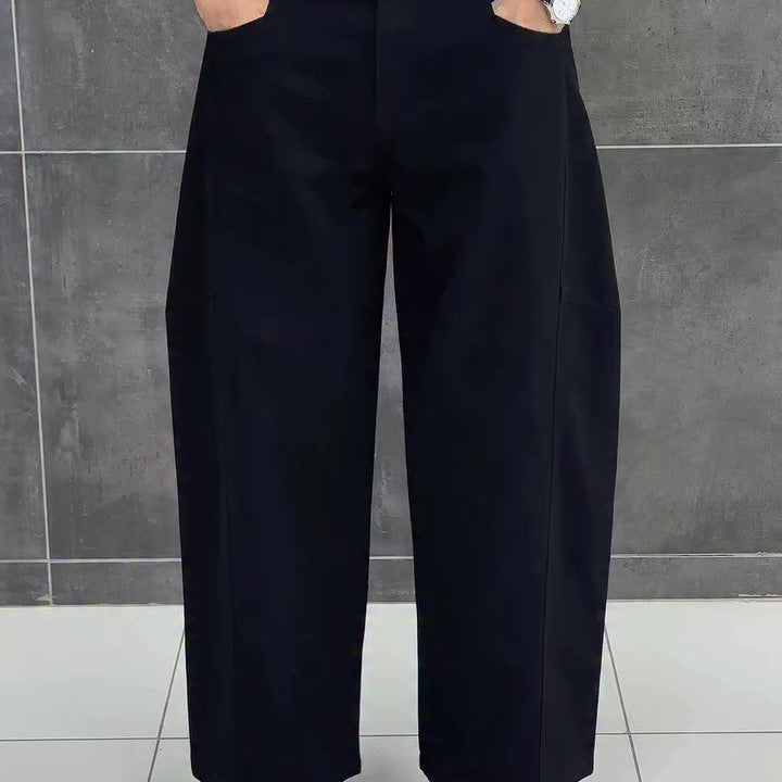 Black 3D Tailored Wide-Leg Cropped Pants