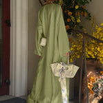 Sage Green 3-Piece Crop Top, Kimono Cardigan & Wide Leg Pants