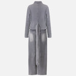 Denim Tie Long Sleeve Top & High Waist Pants Set