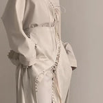 Cream Lace-Up Detail Top And Asymmetric Maxi Skirt Set