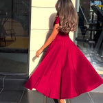 V-neck Short-sleeved Midi Dress