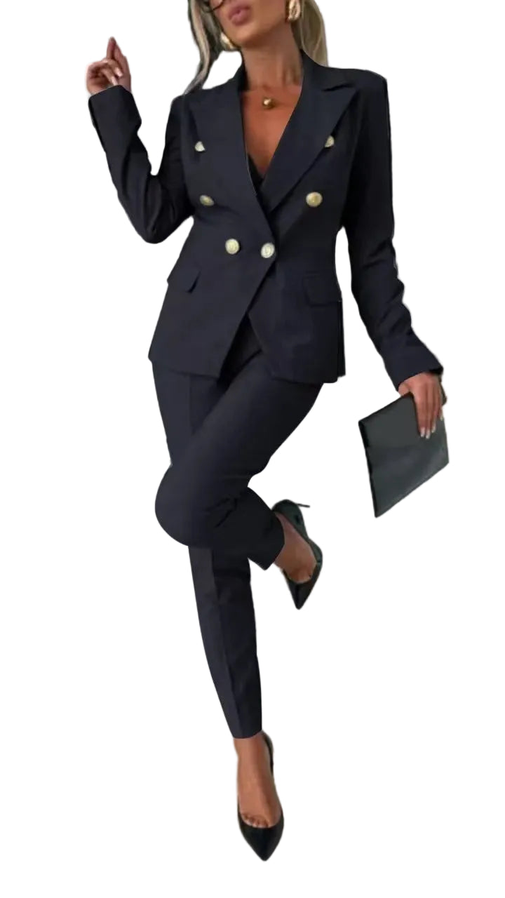 Chic Slim Lapel Double-Breasted Suit