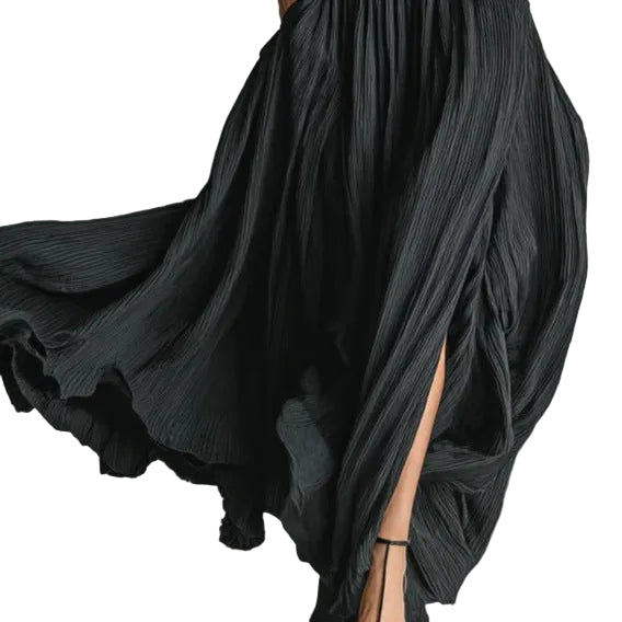 French Vintage Style Midi Skirt - black