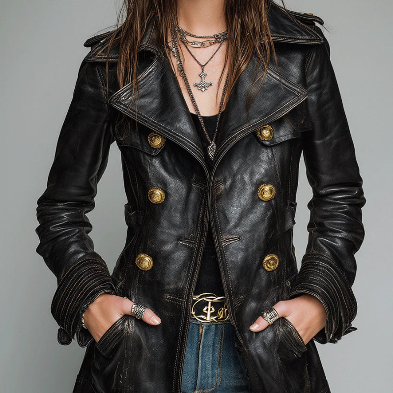 Vintage Black Leather Biker Jacket