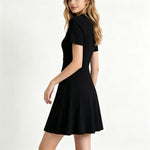 Polo-neck Knitted Dress - black