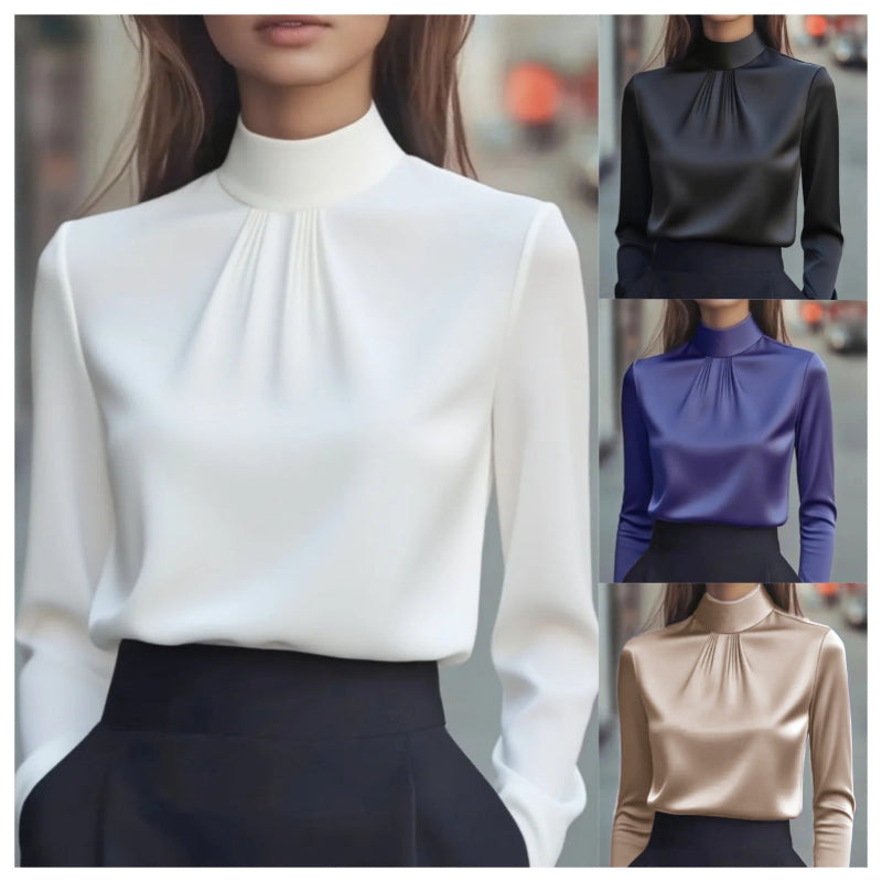 Elegant Pleated Long-Sleeve Shirt