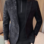 Slim Fit Floral Print Casual Blazer