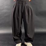 Black High Waist Multi-Pleated 3D Wide-Leg Pants