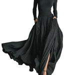 French Vintage Style Midi Skirt - black