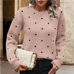 Polka Dot Print Pullover Sweater