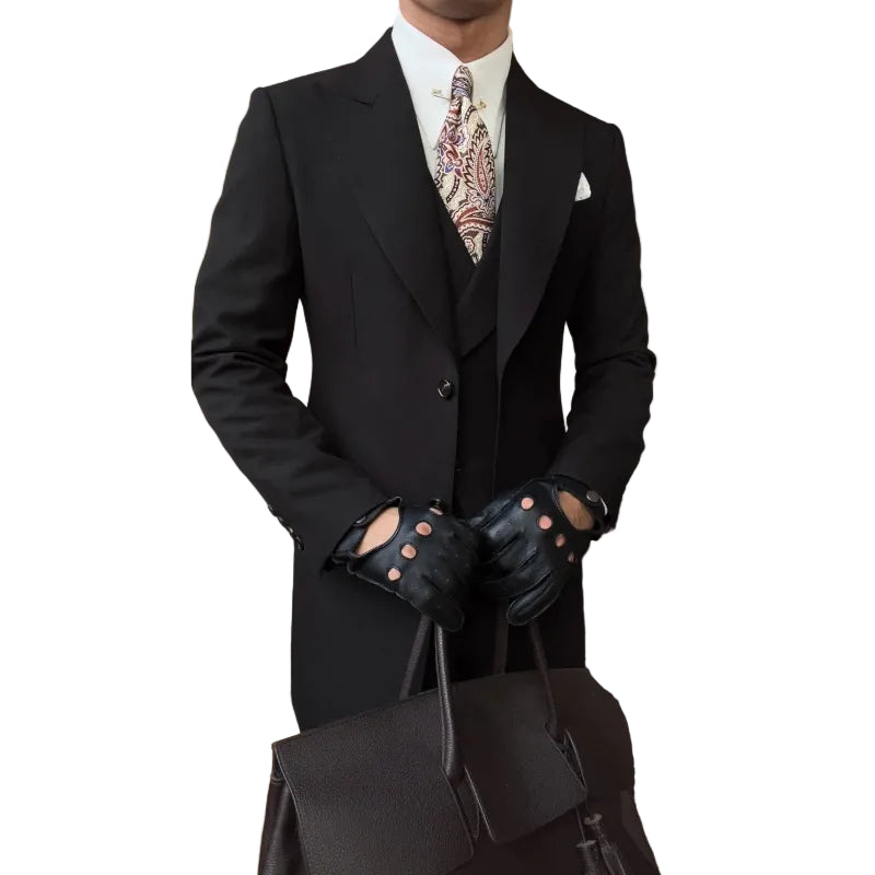 Men's Black Longline Suit Jacket