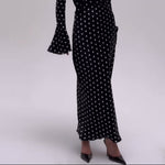 Polka Dot Strappy Bell Sleeve Maxi Dress