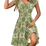 Vintage Damask Floral Mini Dress green