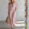 Striped Print Short-Sleeved Maxi Dress
