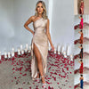 One-shoulder Backless Slit Maxi Dress