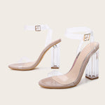 Round Toe Glass Heel High Heels