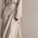 Cream Lace-Up Detail Top And Asymmetric Maxi Skirt Set