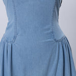 Denim Blue Sleeveless Strappy Maxi Dress