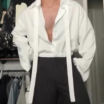 White Oversized Tie-Front Shirt