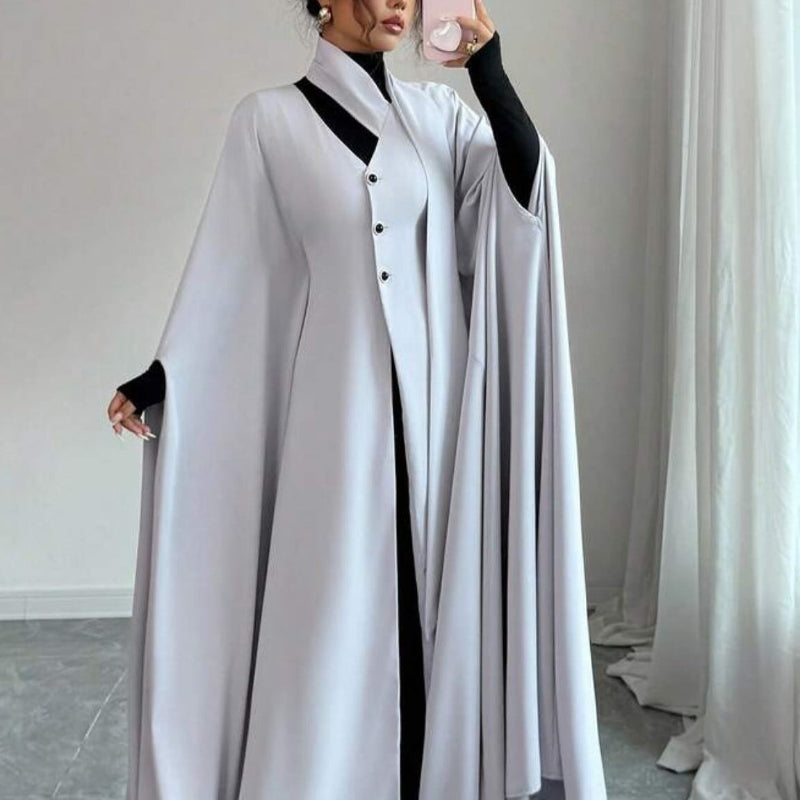 Light Grey Longline Cloak Maxi Dress