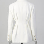 Solid-color Long-sleeve Fitted Blazer & High-waisted Straight-leg Trousers Set