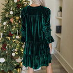 V-Neck Puff-Sleeve Velvet Mini Dress