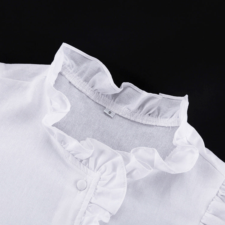 White Ruffled Linen-Blend Two-Piece Co-ord Set