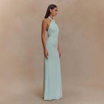 Bodycon Halter Backless Maxi Dresses - light blue