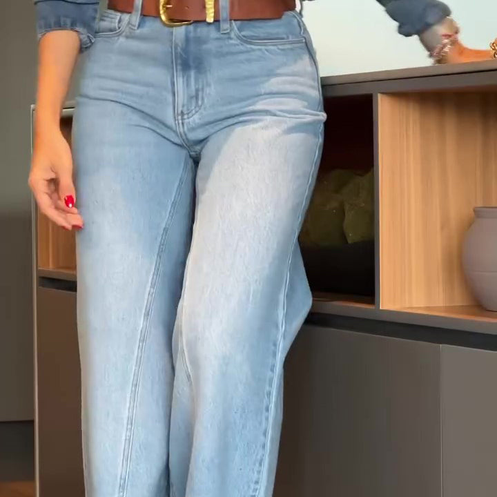 Light Blue High Waist Wide Leg Jeans