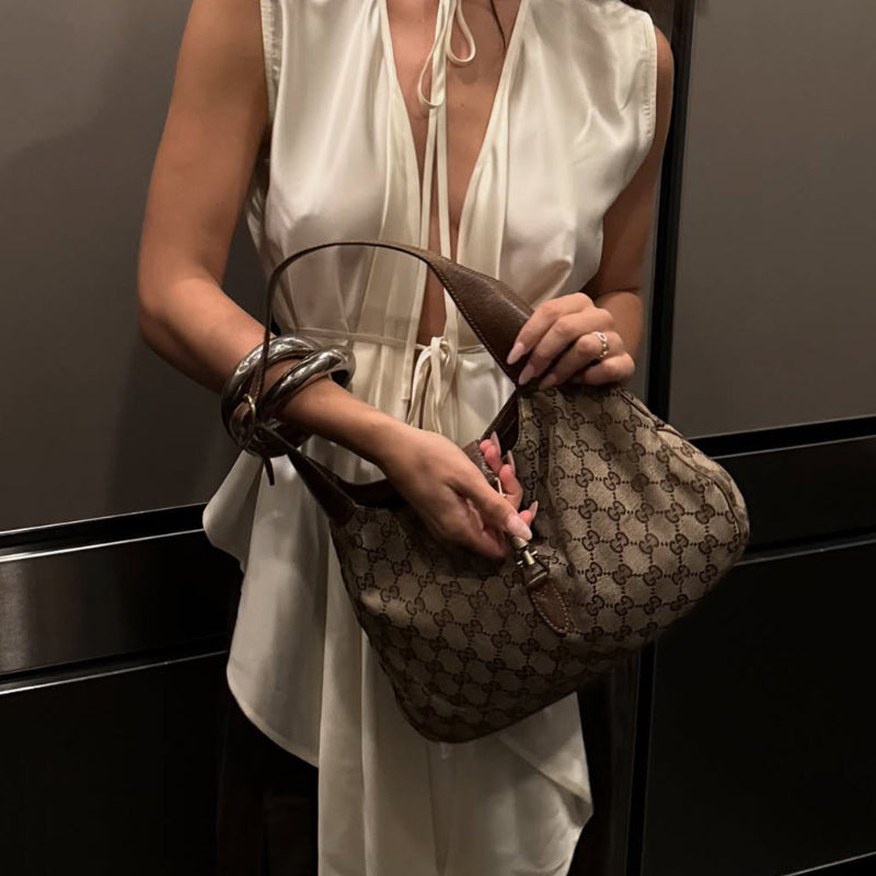Cream Satin Tie Detail Sleeveless Draped Tunic Top