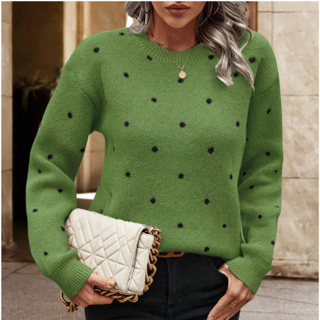 Polka Dot Print Pullover Sweater