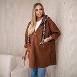 Large Size Long Sleeve Zipper Woolen Coat - brown