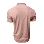 Honeycomb-Texture Contrast Collar Loose-Fit Moisture-Wicking Short-Sleeve Polo Shirt