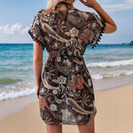 Short-sleeve V-neck Dress With An Elastic Waist