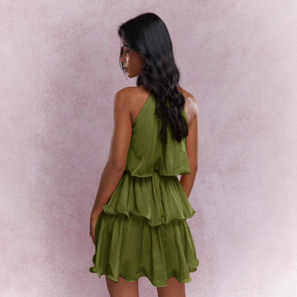 Ruffled Hem Elegant Mini Party Dress