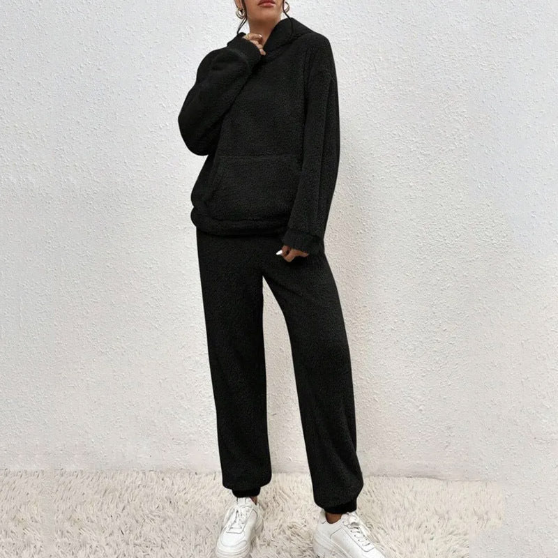 Casual Hooded Top And Elastic Band Pants Set