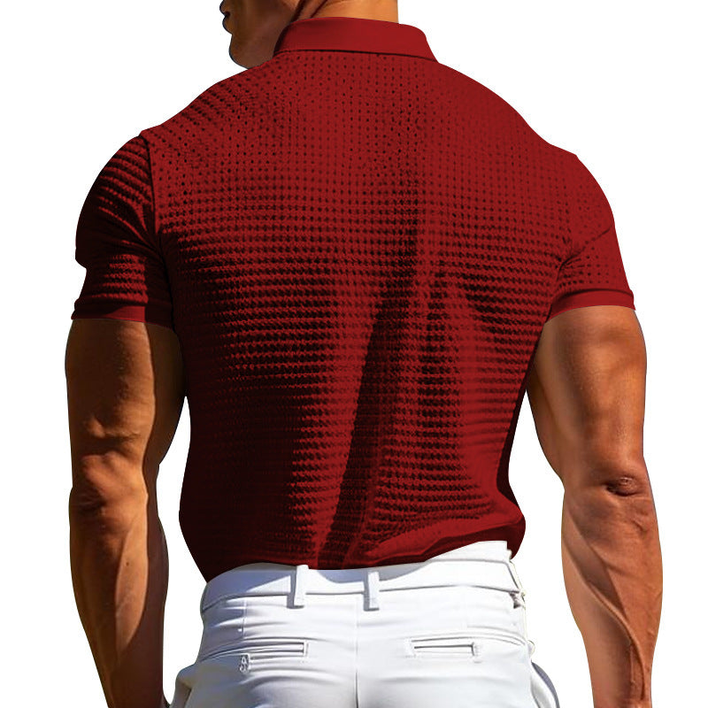Waffle Short Sleeve Polo Shirt
