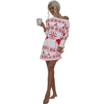 Christmas Snowflake Print Long-Sleeve Dress