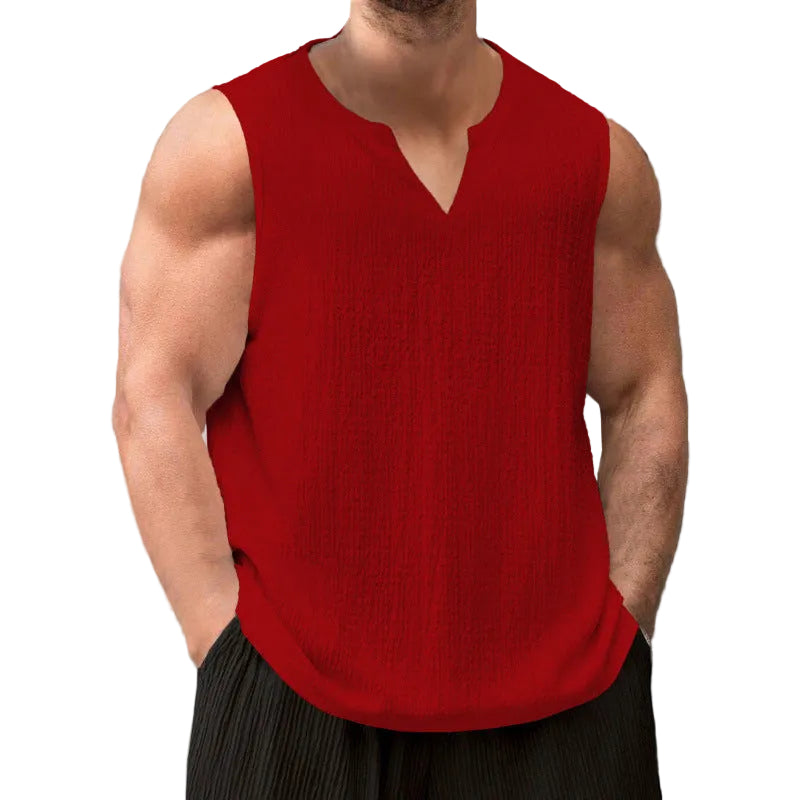 Men's Textured Notch Neck Tank Top