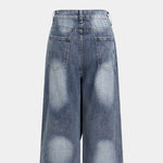 Deconstructed Layered Washed Denim Jeans