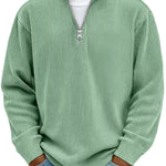 Corduroy Zipper Stand Collar Sweatshirt