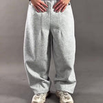 Light Grey Heavyweight Cotton Blend 3D Wide-Leg Sweatpants