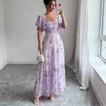 Elegant Slim Midi Dresses - light purple