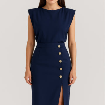 Casual Sleeveless Midi Dress - blue