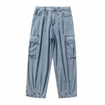 Straight-Leg Casual Loose Cropped Jeans - blue