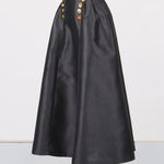 Irregularly Shaped Button-decorated Pleated Midi Skirt