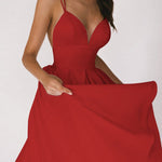 Sexy V-neck Suspender Midi Dress